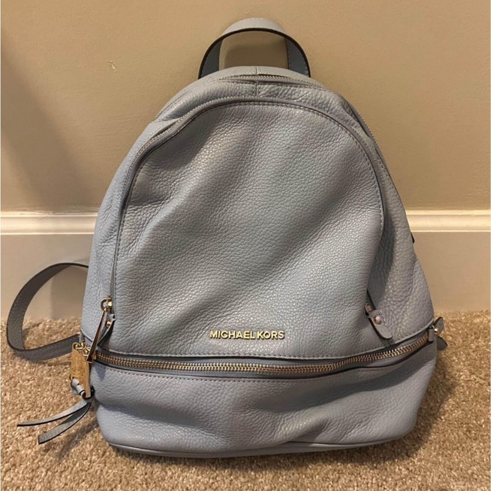 Michael kors blue leather backpack purse